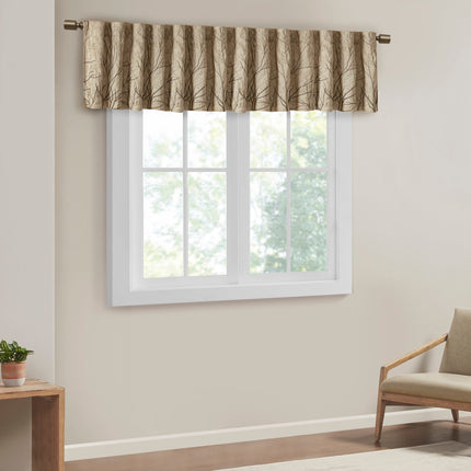 Room & Decor Faux Silk Embroidered Window Valance, 50x18", Tan