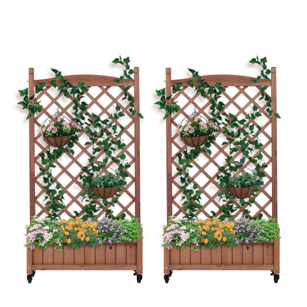 Room & Decor Raised Garden Bed with Trellis - 2 Pack, Wooden Planter B