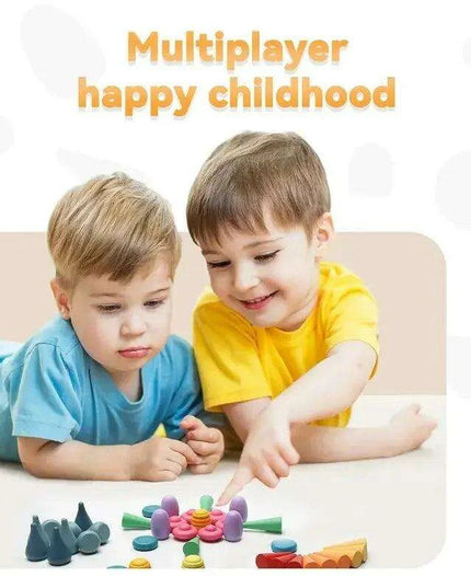 Colorful Wooden Building Blocks Kit for Creative Learning and Logical Development