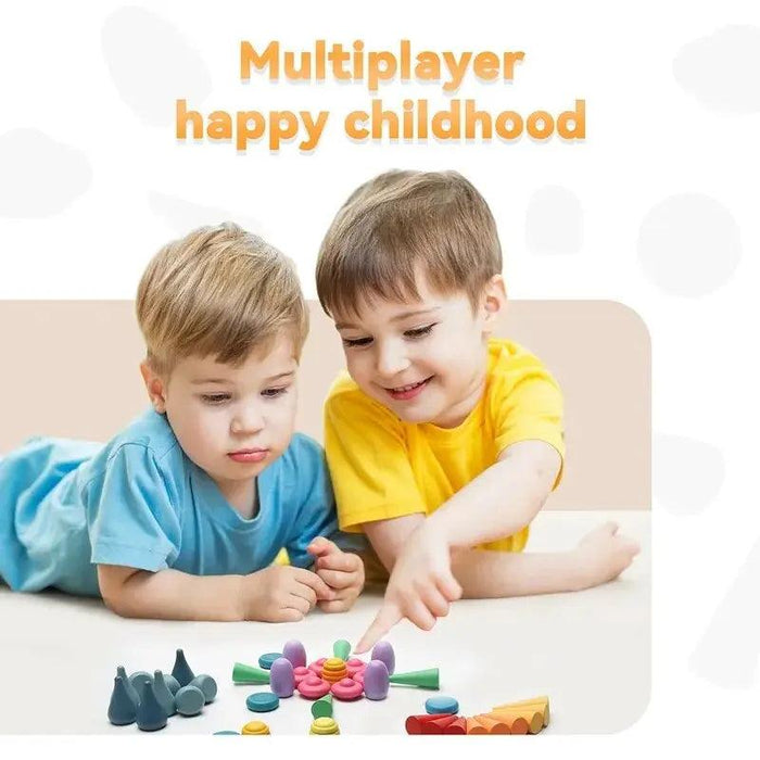 Colorful Wooden Building Blocks Kit for Creative Learning and Logical Development