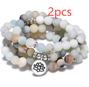 Peekaboo Studio Tiger Eye Bracelet Necklace - 108 Buddha Beads, Lotus