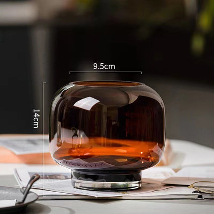 Modern Minimalist Solid Color Glass Vase Amber Smoke Gray Large Small