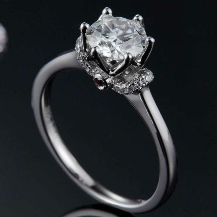 Platinum-Plated Sterling Silver Lab Diamond Ring Set with Lab-Grown Diamond Glow - Luxe Collection