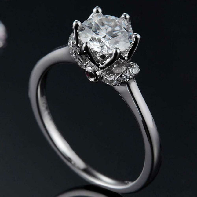 Platinum-Plated Sterling Silver Lab Diamond Ring Set with Lab-Grown Diamond Glow - Luxe Collection