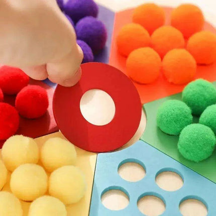 Rainbow Woodland Montessori Educational Toy - Wood & Wool Learning Board