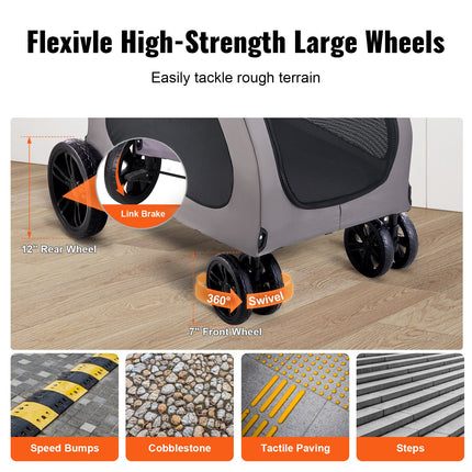 Peekaboo Studio 4-Wheel Pet Stroller, 160lbs Capacity, Portable Design