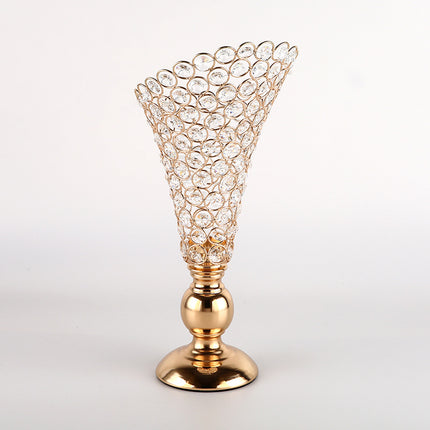 Golden Metal Rhinestone Candle Holder Chandelier for Home Decor – 17cm Dia x 37cm