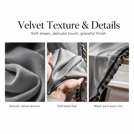 MF Household Store Velvet Thermal Insulated Room Darkening Curtain - G Curtains 1-panel-velvet-curtains-thermal-insulated-room-darkening-curtain-drapes-with-ball-home-decor-grey