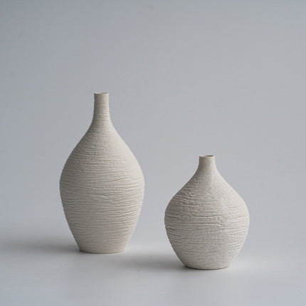 Damon Jumping Knife Craft Ceramic Vase Small Japanese Style Gray Off White