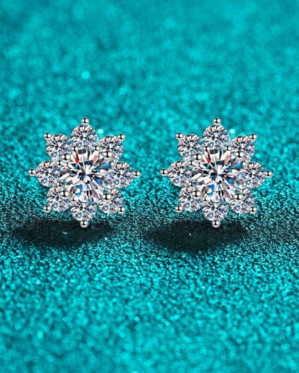 Floral Radiance: 1 Carat Moissanite-Embellished Sterling Silver Earrings