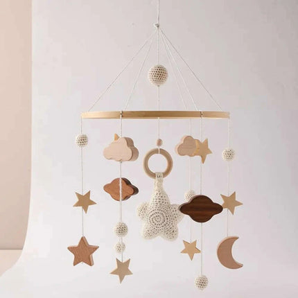 Wooden Musical Baby Rattle Mobile with Crib Bell for Newborns – Infant Hanging Toy Holder for 0-24 Months