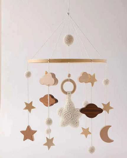 Wooden Musical Baby Rattle Mobile with Crib Bell for Newborns – Infant Hanging Toy Holder for 0-24 Months