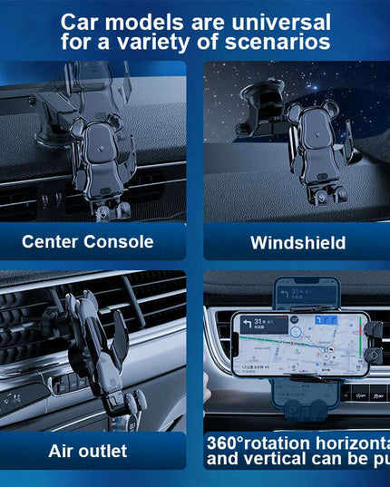 Innovative 15W Wireless Fast Charging Car Phone Mount - Mobile Device Holder for Auto Accessories