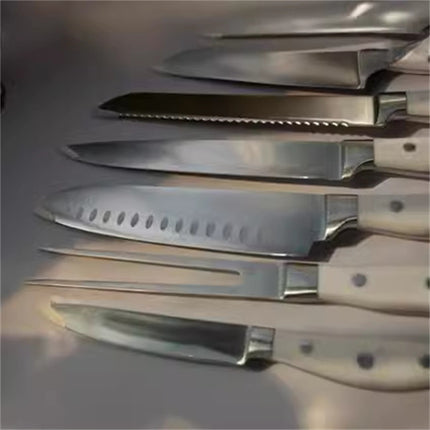 White Handle Stainless Steel Chef Knife 20cm Blade - 3Cr Series
