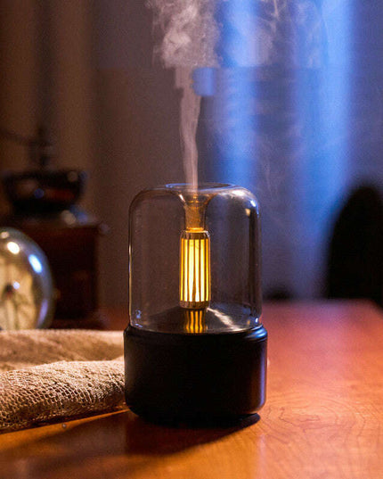 Atmosphere Light Humidifier Candlelight Aroma Diffuser Portable 120ml Electric USB Air Humidifier Cool Mist Maker Fogger 8-12 Hours With LED Night Light
