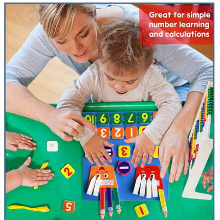 Blue Felt Learning Board Numbers Exhibition Board Teaching Aids 30x30
