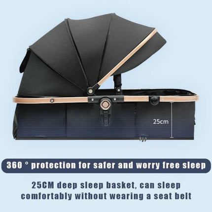 Peekaboo Studio 3-in-1 Pram & Pushchair Stroller with Sleeping Basket,