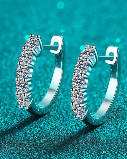 Radiant Sterling Silver Hoop Earrings with Lab-Diamonds and Rhodium Finish