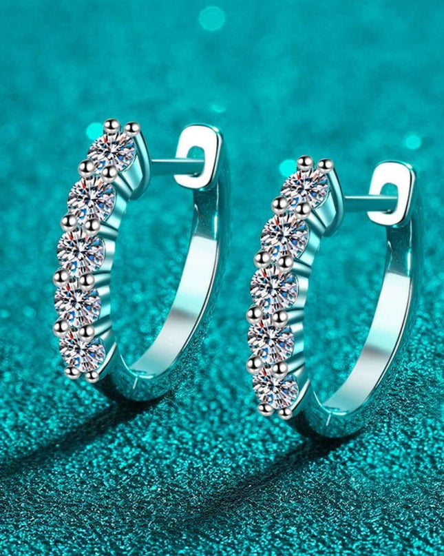 Radiant Sterling Silver Hoop Earrings with Lab-Diamonds and Rhodium Finish