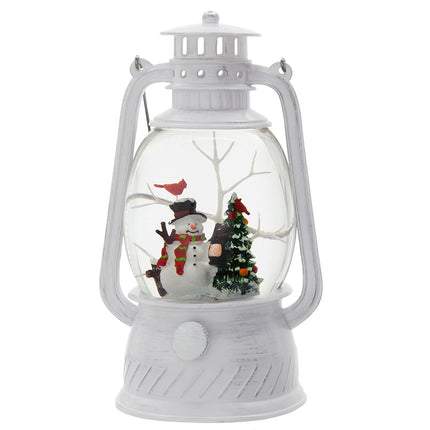 Room and Decor LED Snowman & Tree Water Lantern with Timer, White