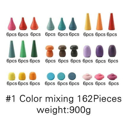 Colorful Wooden Building Blocks Kit for Creative Learning and Logical Development