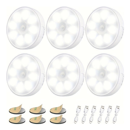 6 Pack Under Cabinet Lights Puck Lights 16 LEDs Wireless Motion Sensor