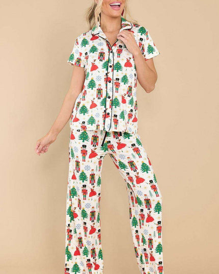 Joyful Holiday Button-Up Sleepwear Set