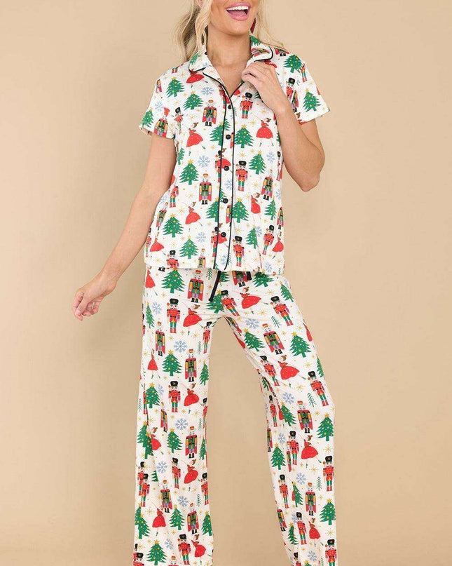 Joyful Holiday Button-Up Sleepwear Set