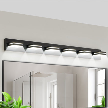 Room & Decor Modern Black LED Vanity Light, 6 Lights, Energy Efficient