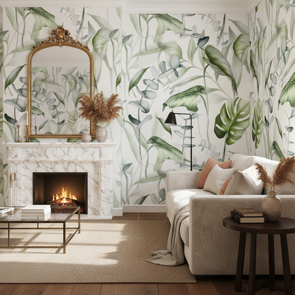 Plant Flower Pattern PVC Self Adhesive Wallpaper Moisture Proof Stain Resistant