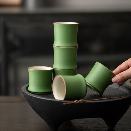 Ceramic Bamboo Green Bamboo Tea Household Landscape Cup Lid