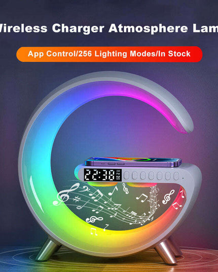 New Intelligent G Shaped LED Lamp Bluetooth Speake Wireless Charger Atmosphere Lamp App Control For Bedroom Home Decor