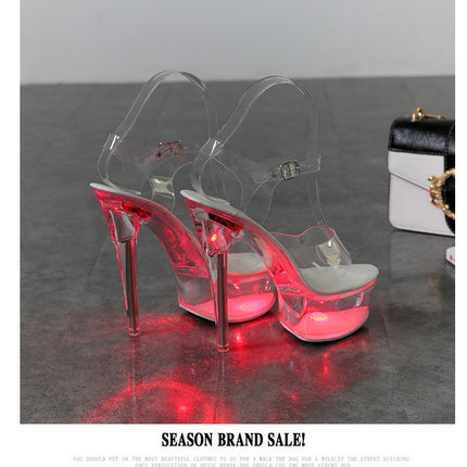 Peekaboo Studio Sexy Super High Heels Luminous Stiletto Platform Sanda