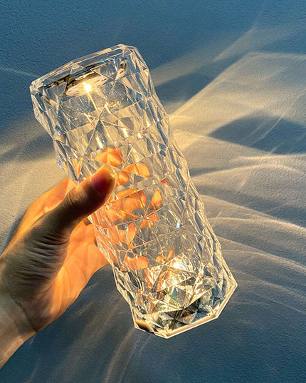 Nordic Crystal Lamp USB Table Lamps Bedroom Touch Dimming Atmosphere Diamond Night Light Rose Projector Lamp Decor