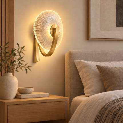Gold & Black LED Wall Sconce with Clear Glass Shade - 3000K Warm Light