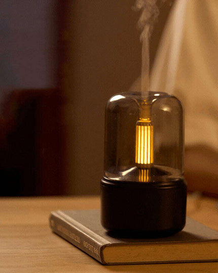 Atmosphere Light Humidifier Candlelight Aroma Diffuser Portable 120ml Electric USB Air Humidifier Cool Mist Maker Fogger 8-12 Hours With LED Night Light