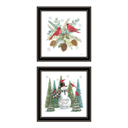 Deb Strain 2-Piece Merry Friends Black Framed Wall Art Set for Home
