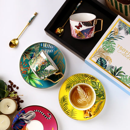 Jungle Ceramic European Light Luxury Hand Painted Cup And Saucer Suit