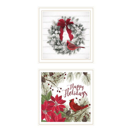 Linda Spivey 2-Piece Cardinal Wreath Wall Art - Framed, Multicolor Dec