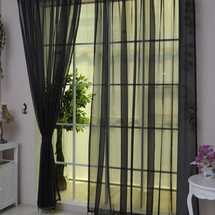 Peekaboo Studio Solid Color Transparent Glass Mesh Curtains - Ready-Ma