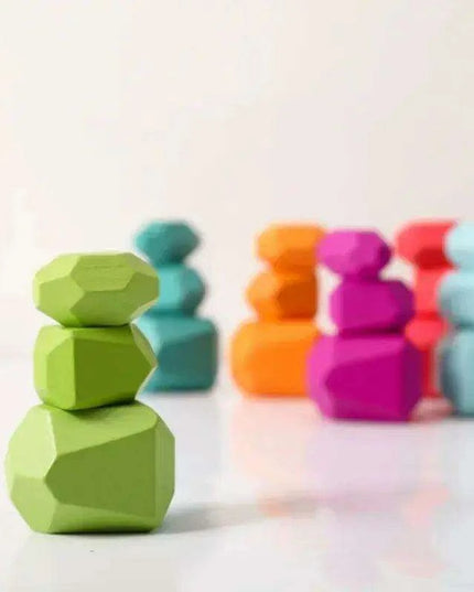 Colorful Wooden Building Blocks Kit for Creative Learning and Logical Development