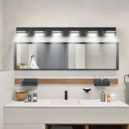 Room & Decor Modern Black LED Vanity Light, 6 Lights, Energy Efficient