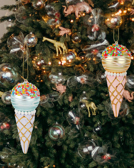 Simulation Ice Cream Christmas Tree Decorative Glass Pendant