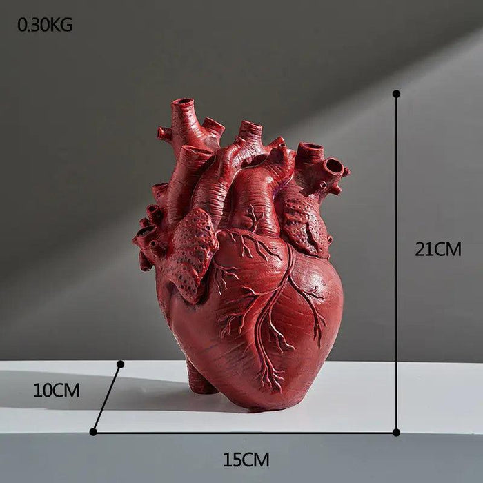 Anatomical Heart Resin Flower Vase - Unique Home Decor Accent