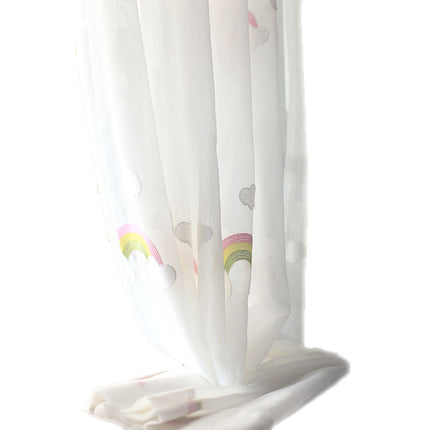 Peekaboo Studio Pastoral Embroidery Rainbow Cotton Gauze Curtain - Lig