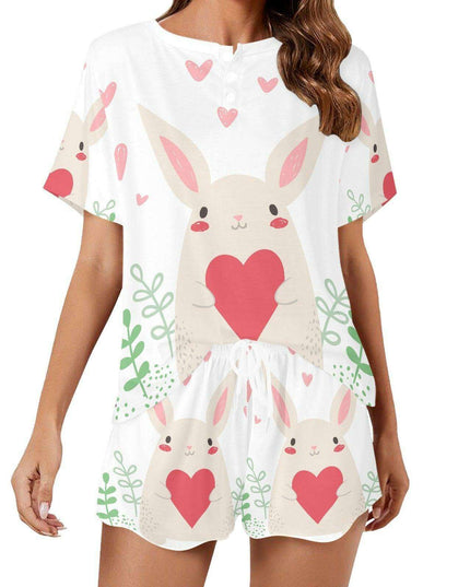 Floral Print Women's Polyester Lounge Set - Cozy Top and Shorts Combo