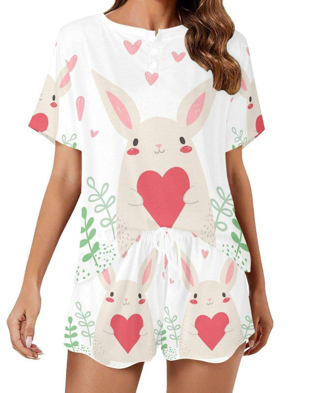 Floral Print Women's Polyester Lounge Set - Cozy Top and Shorts Combo