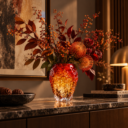 Amber Glass Vase — Handmade Minimalist Polished Finish
