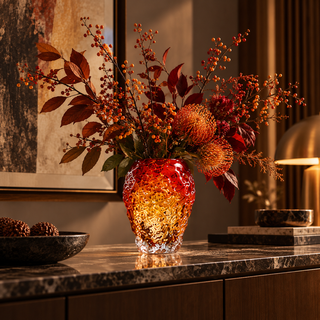 Amber Glass Vase — Handmade Minimalist Polished Finish