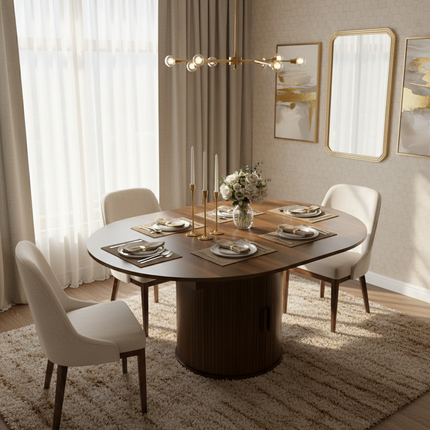 Extending Dining Table With Hidden Extension Leaves And Smooth Rails